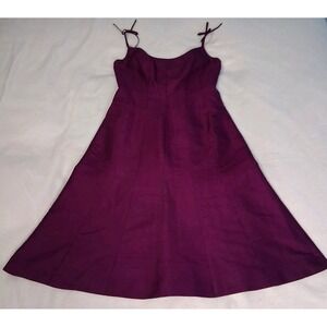 Ann Taylor  Magenta Silk Fit And Flare Midi Semi Formal Cocktail Dress Lined 2